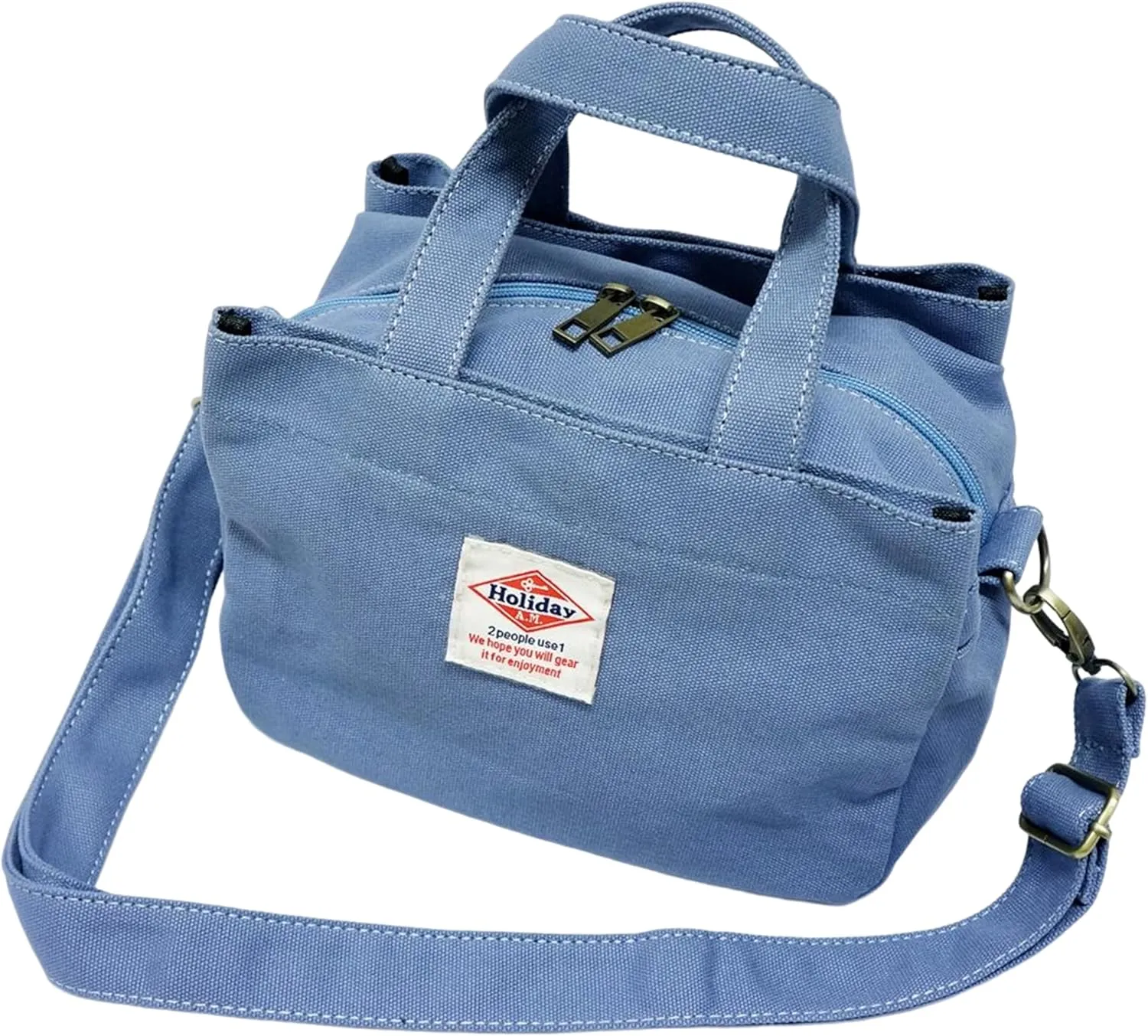 -112 Square Tote Bag Unisex Shoulder Bag Canvas, Top zipper Closure with Coaster for Everyday Bag