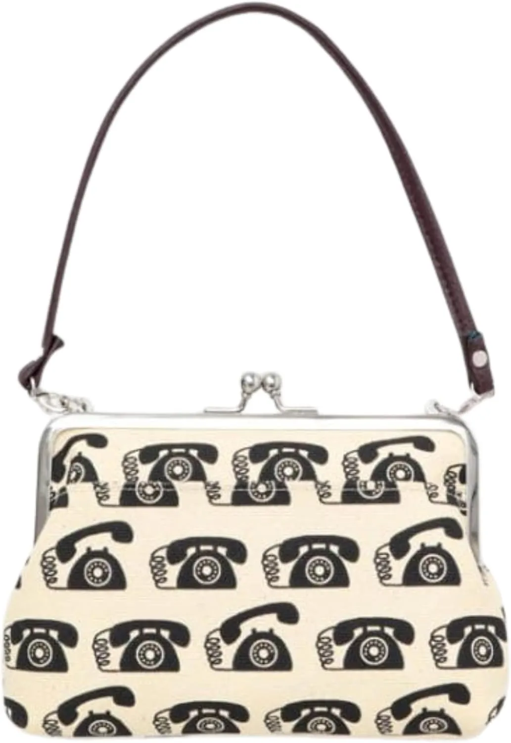 [倭物や Kaya] Retro Gamaguchi with Strap - Purse with Clasp/Japanese Retro Purse Partition Classical Coin Case Strap attached 7JMP0210 Phone