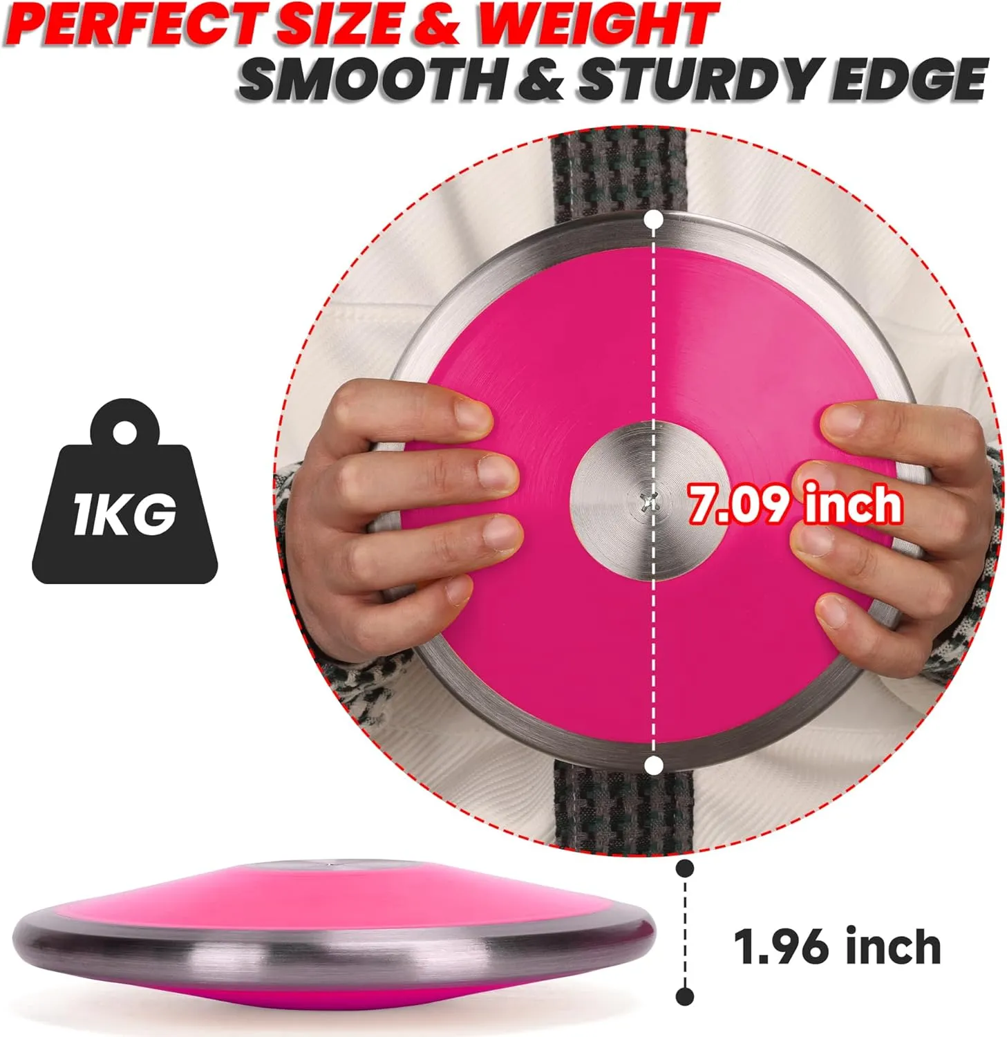 1 kg Sports Training Discus 2 Pcs for Girls Boys School Track and Field, 1kg Nylon Discus with Steel Rim and Center, Men Women Discuses Outdoor Practice Throwing