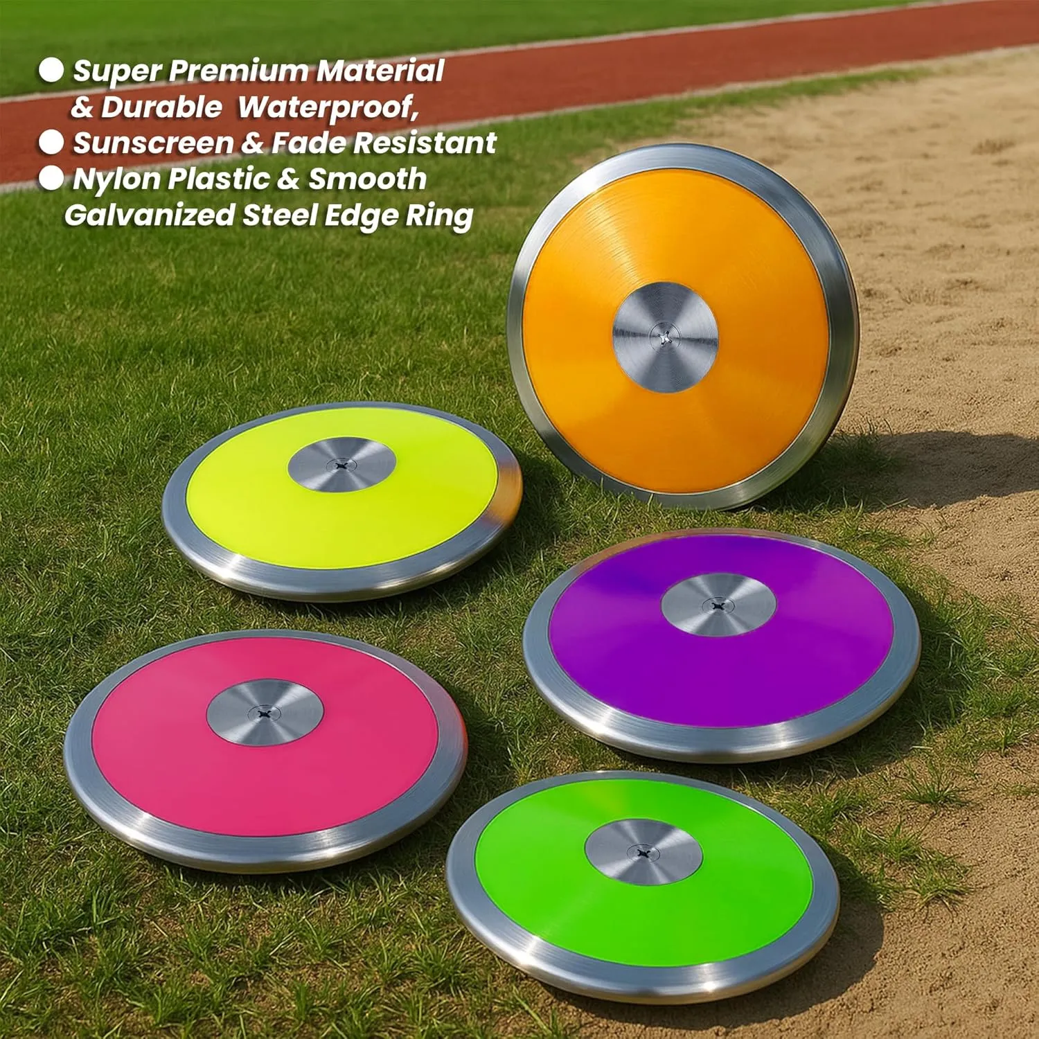 1 kg Sports Training Discus 2 Pcs for Girls Boys School Track and Field, 1kg Nylon Discus with Steel Rim and Center, Men Women Discuses Outdoor Practice Throwing