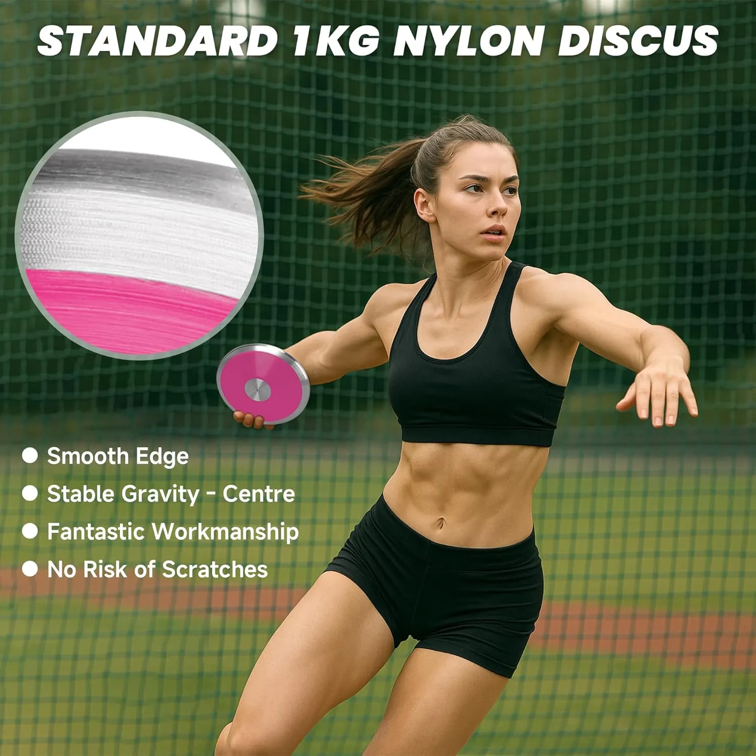 1 kg Sports Training Discus 2 Pcs for Girls Boys School Track and Field, 1kg Nylon Discus with Steel Rim and Center, Men Women Discuses Outdoor Practice Throwing