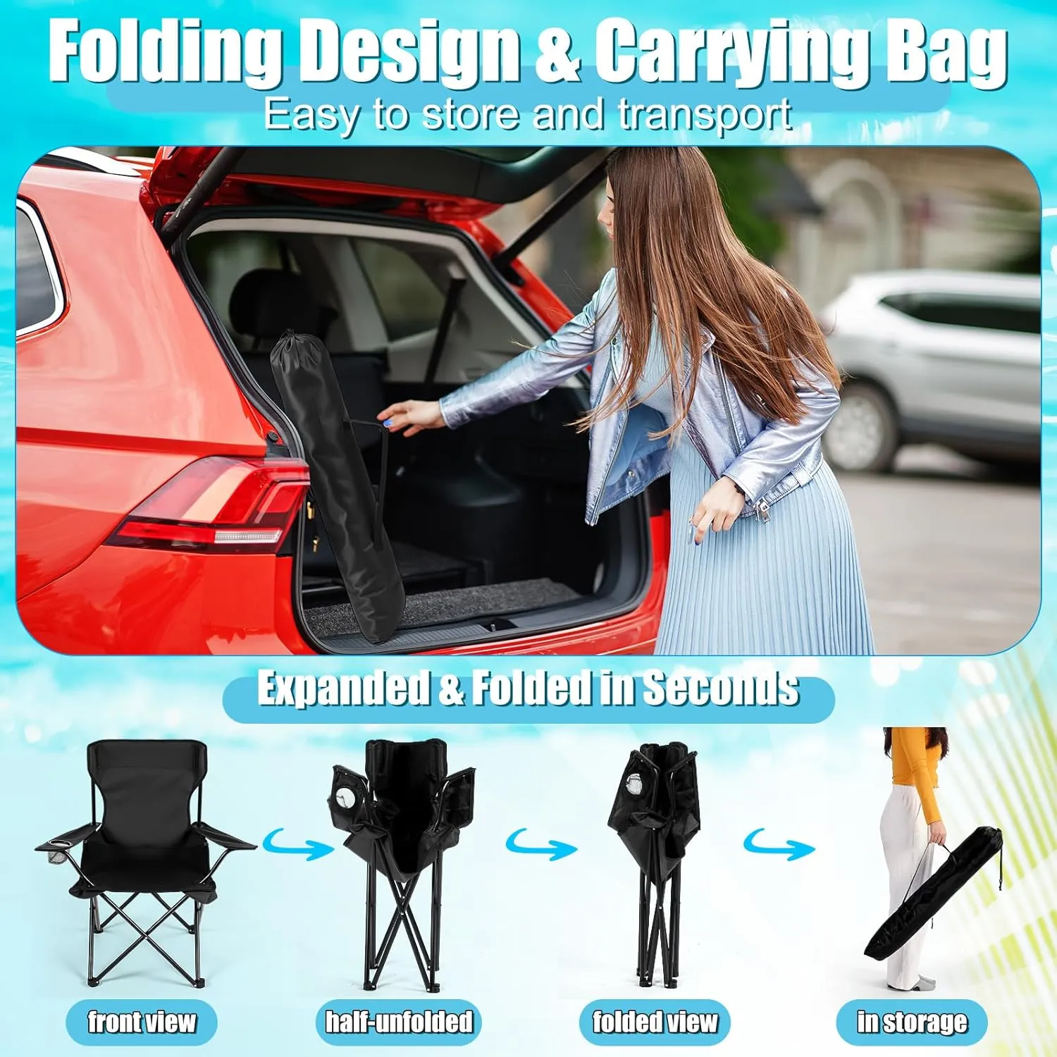 1 Set Beach Chair with Umbrella Foldable Camping Chair Fold up Umbrella with Universal Clamp Large Portable for Outdoors Fishing Camping Hiking Travel Picnic Beach