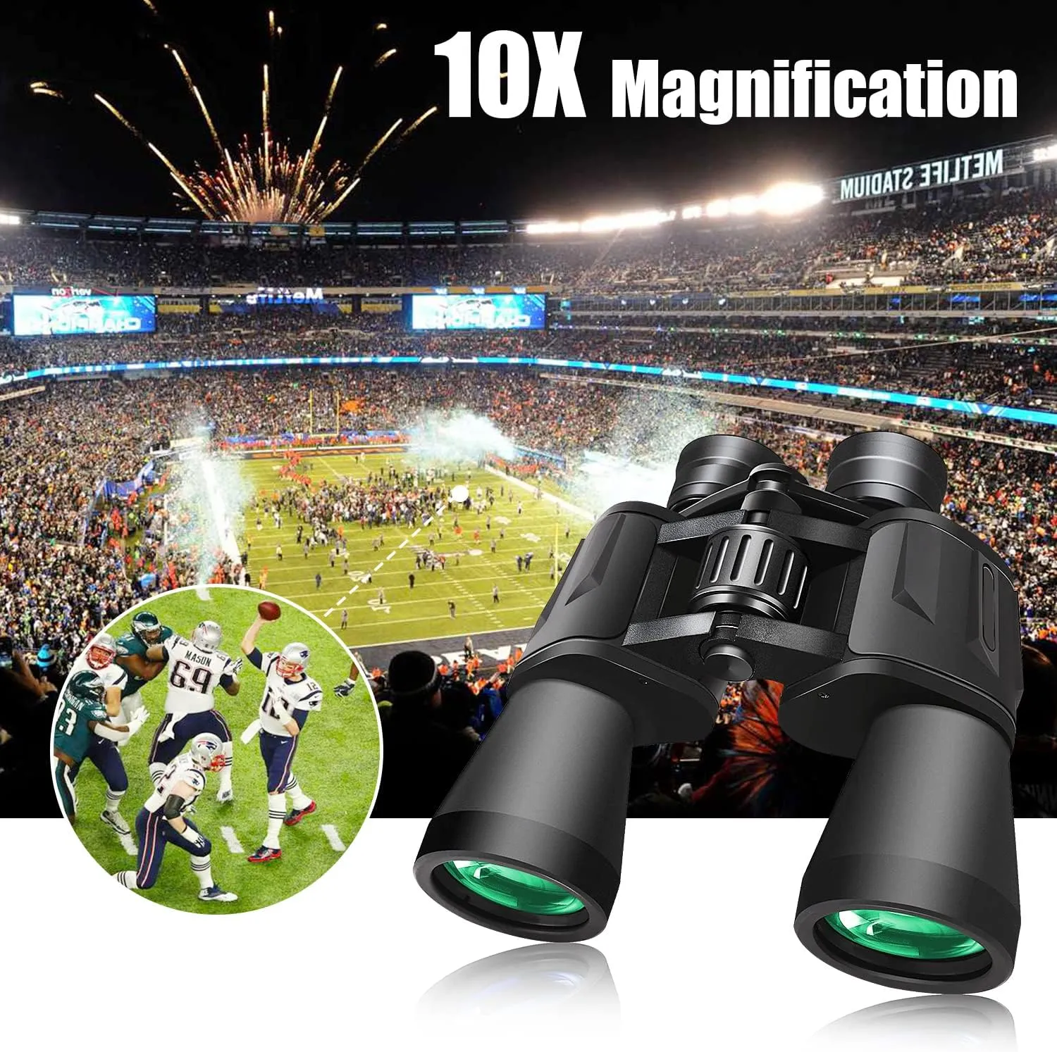 10 x 50 Binoculars for Adults, Powerful Binoculars for Bird Watching, Multi-Coated Optics Durable Full-Size Clear Binocular for Travel Sightseeing Outdoor Sports Games and Concerts