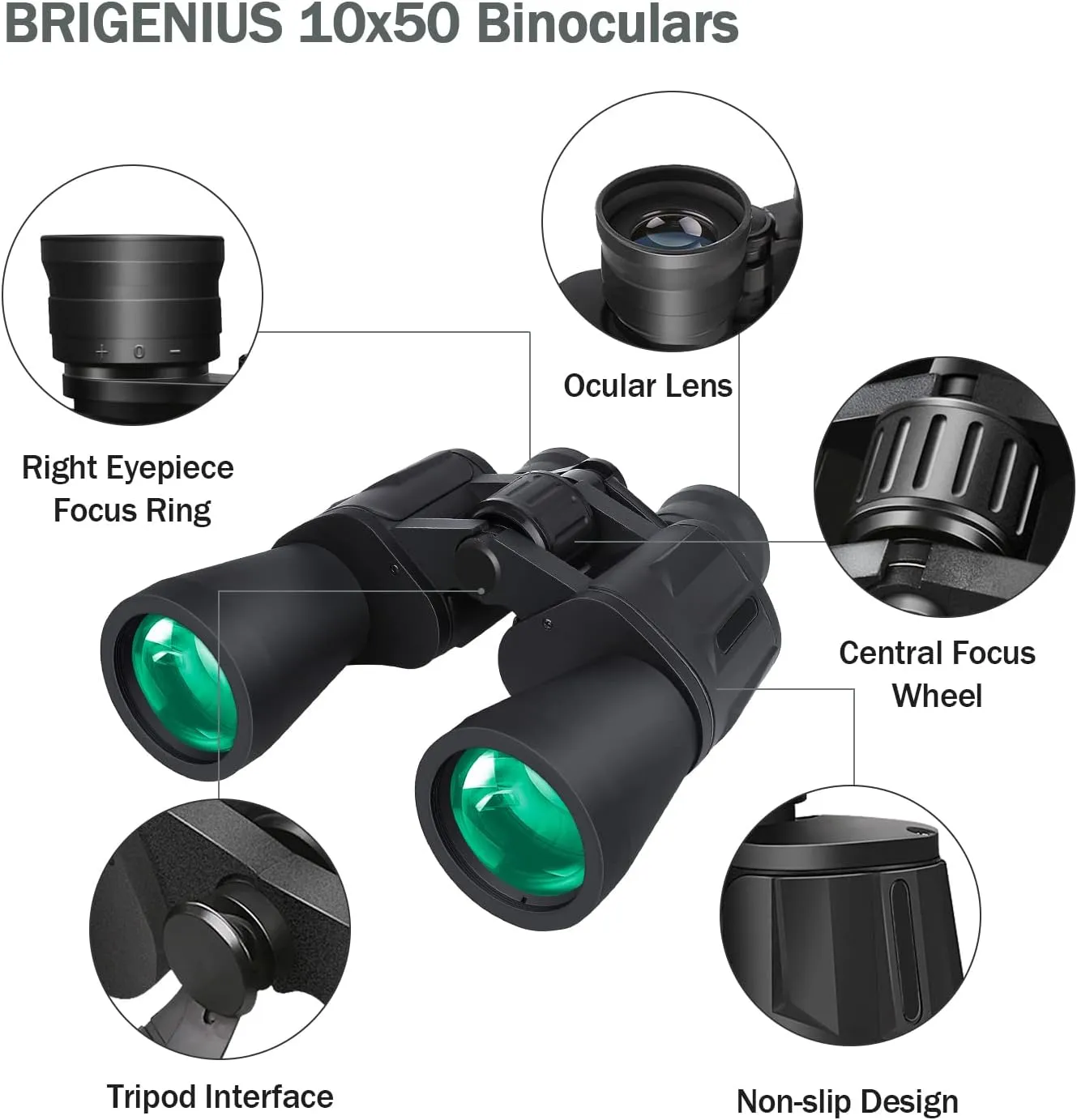 10 x 50 Binoculars for Adults, Powerful Binoculars for Bird Watching, Multi-Coated Optics Durable Full-Size Clear Binocular for Travel Sightseeing Outdoor Sports Games and Concerts