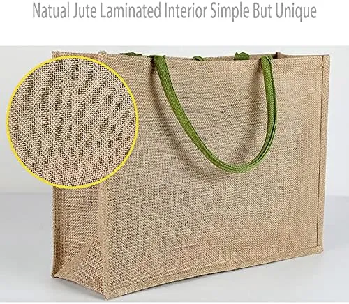 125 Jute Tote for Women, Lined Burlap Shoulder Tote Bags for Wedding Favors, Reusable Grocery Shopping Bag with Handle
