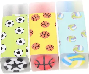 12Pcs Cute Ball Erasers for Cartoon Basketball Football Baseball Designs Fun Bulk Erasers for School Classroom Rewards and Party Favors
