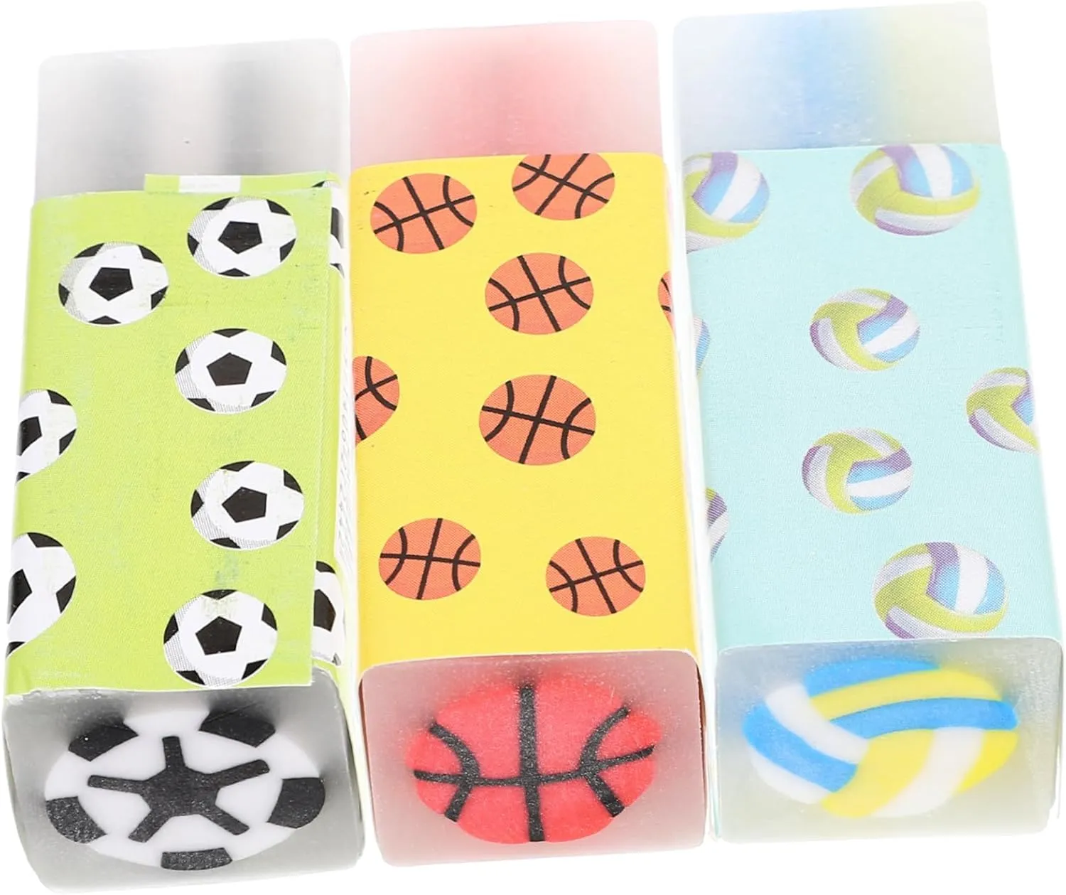 12Pcs Cute Ball Erasers for Cartoon Basketball Football Baseball Designs Fun Bulk Erasers for School Classroom Rewards and Party Favors