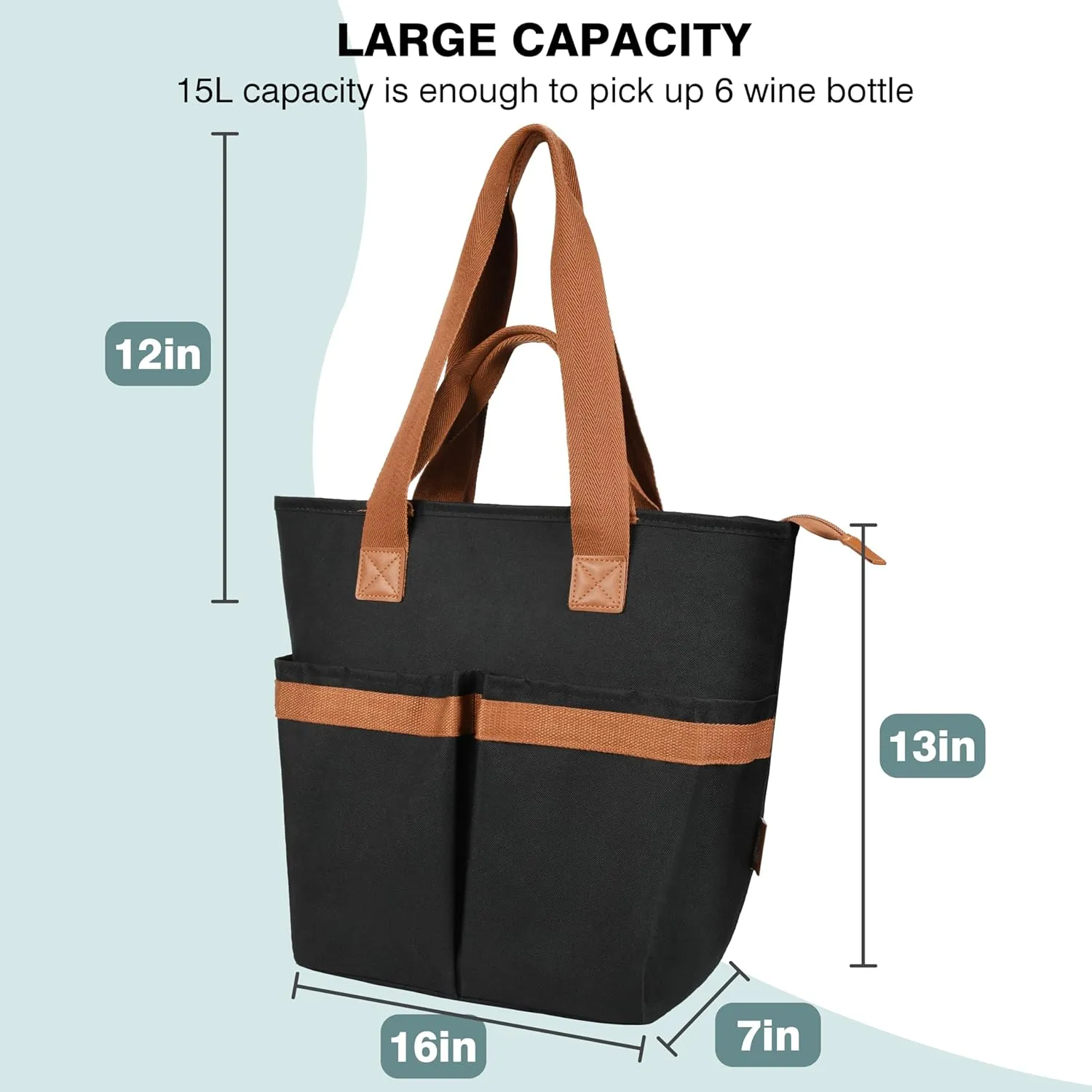 15L Insulated Cooler, Collapsible Soft Cooler Tote, Leakproof Reusable Grocery Picnic Bag, Gift Ideas for Travel
