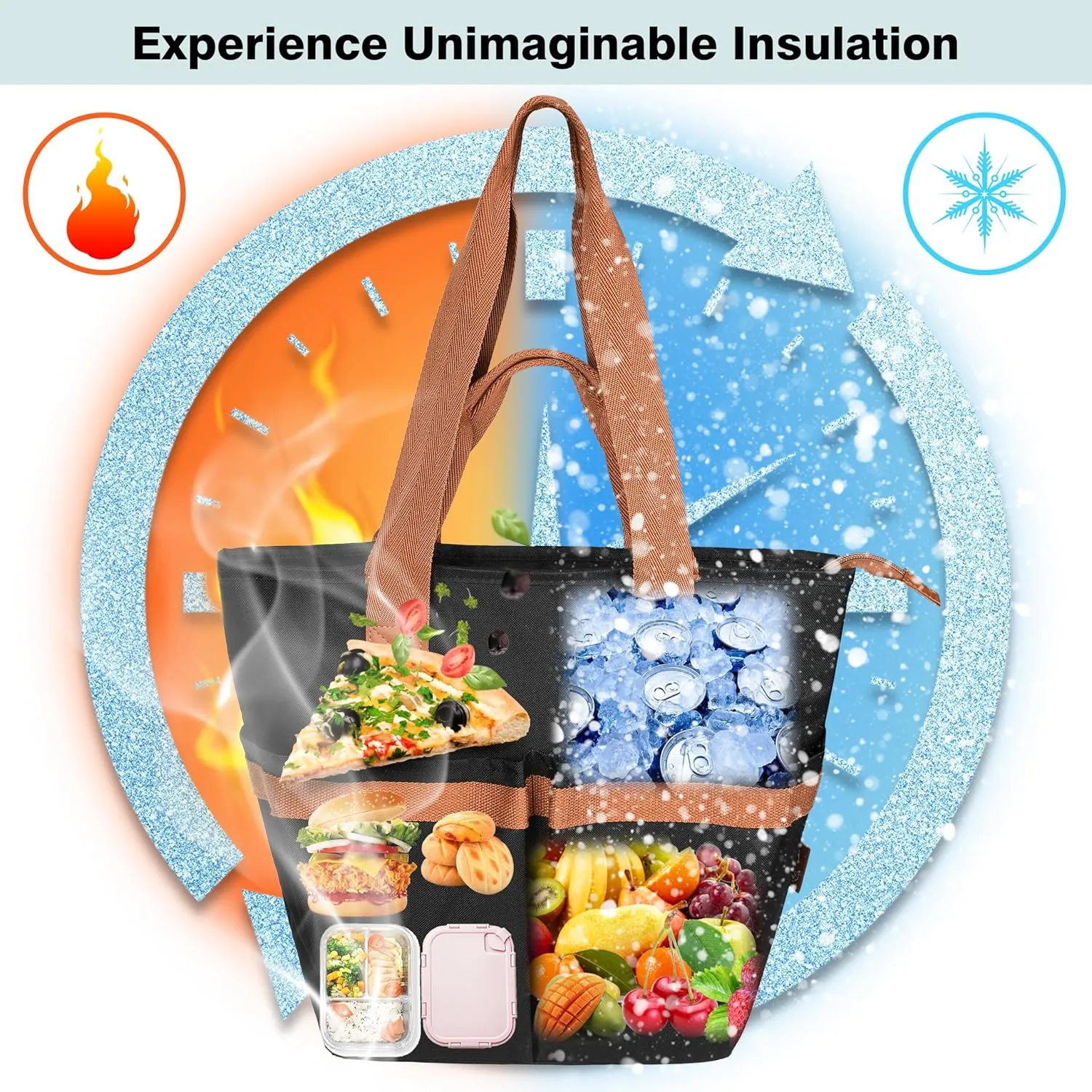 15L Insulated Cooler, Collapsible Soft Cooler Tote, Leakproof Reusable Grocery Picnic Bag, Gift Ideas for Travel