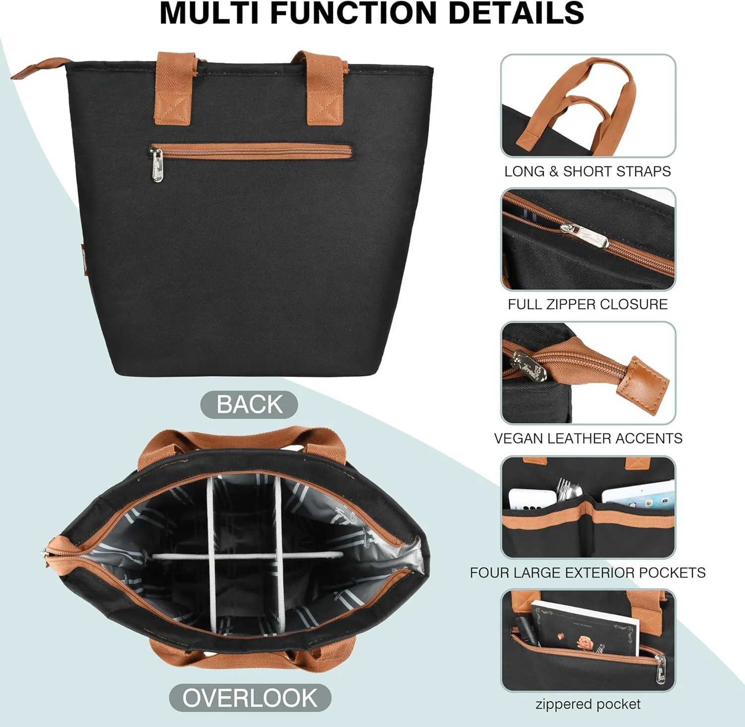 15L Insulated Cooler, Collapsible Soft Cooler Tote, Leakproof Reusable Grocery Picnic Bag, Gift Ideas for Travel