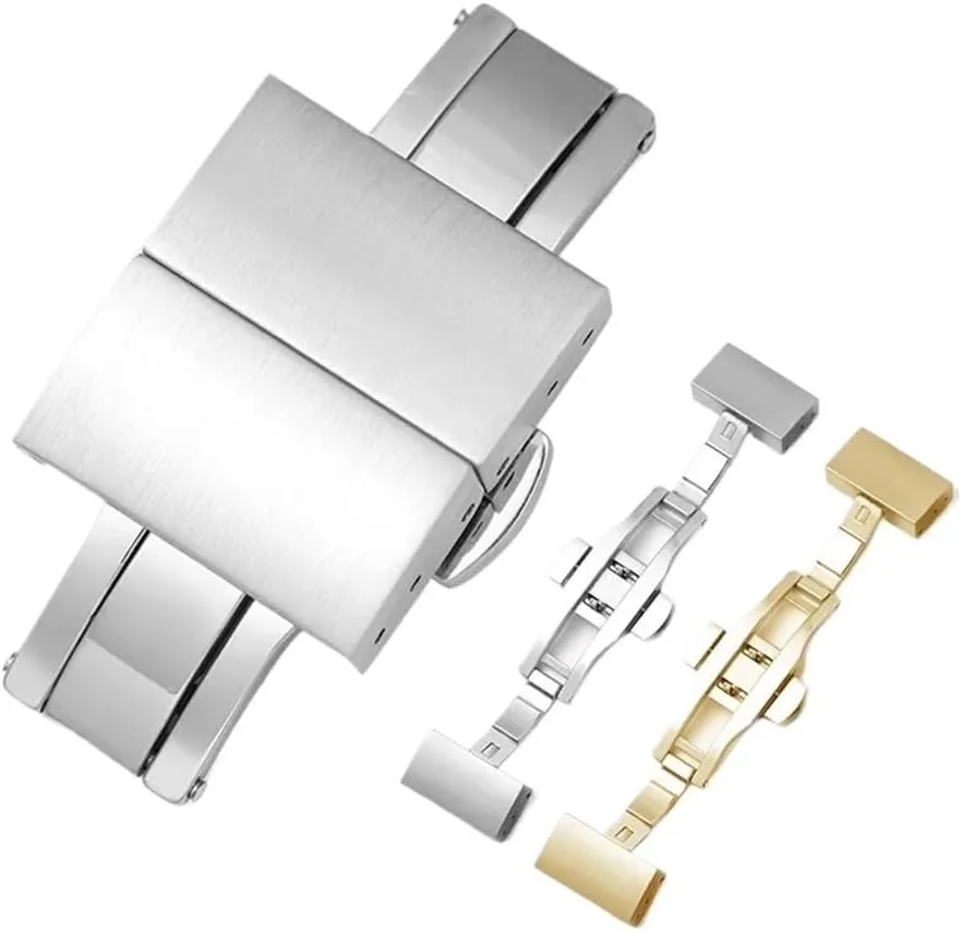 16/18/20/22mm 316L Stainless Steel Buckle Double Press Buckle for Leather Strap Metal Folding Clasp Turtle Back Buckle