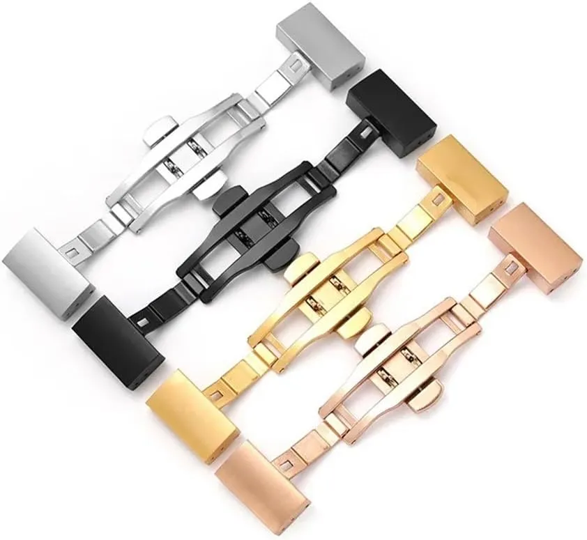 16/18/20/22mm 316L Stainless Steel Buckle Double Press Buckle for Leather Strap Metal Folding Clasp Turtle Back Buckle