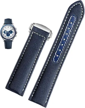 19mm 20mm Canvas Watch Strap For Omega New Seamaster 300 Speedmaster AT150 Leather Nylon Watch Band Men Accessories Blue Black