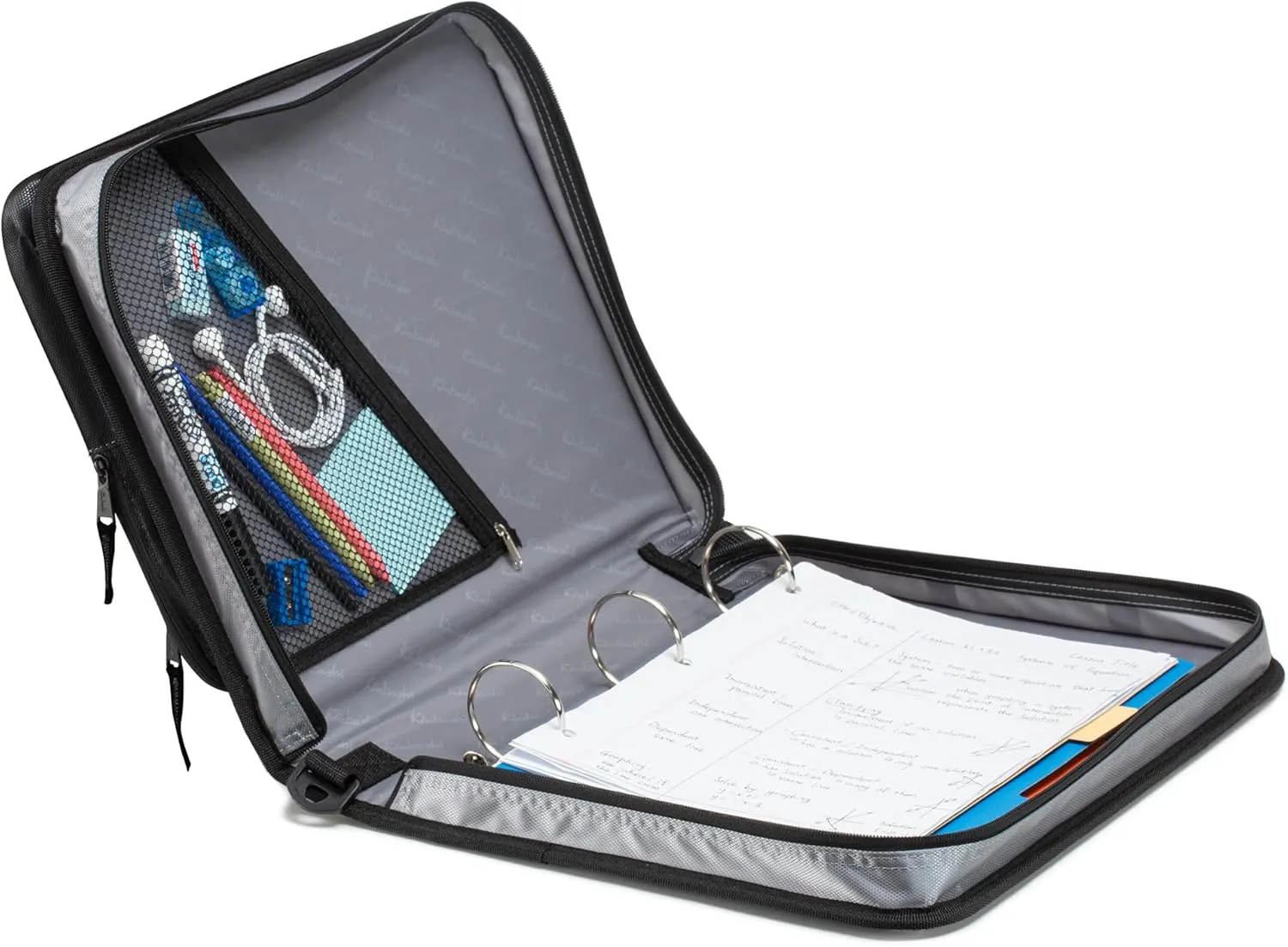 2-Inch 3 Rings Zipper Binder, Holds 15-Inch Laptop, Handle and Shoulder Strap Included, Black