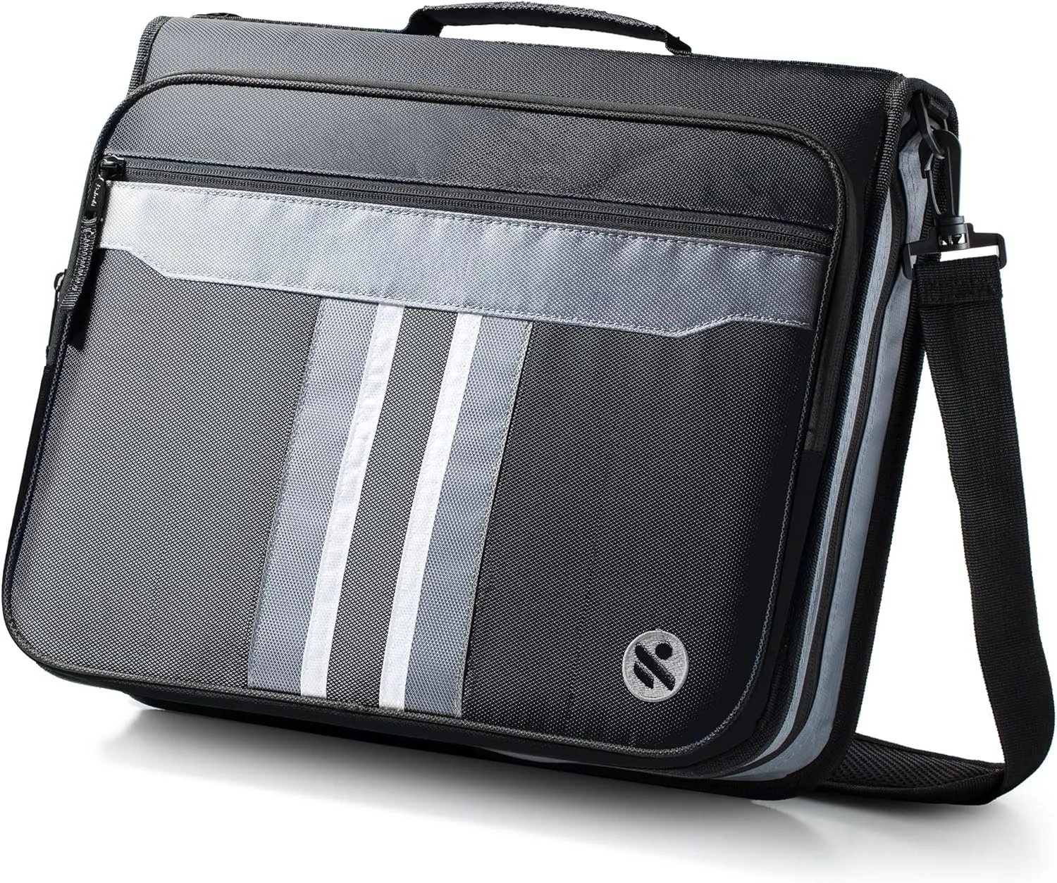 2-Inch 3 Rings Zipper Binder, Holds 15-Inch Laptop, Handle and Shoulder Strap Included, Black