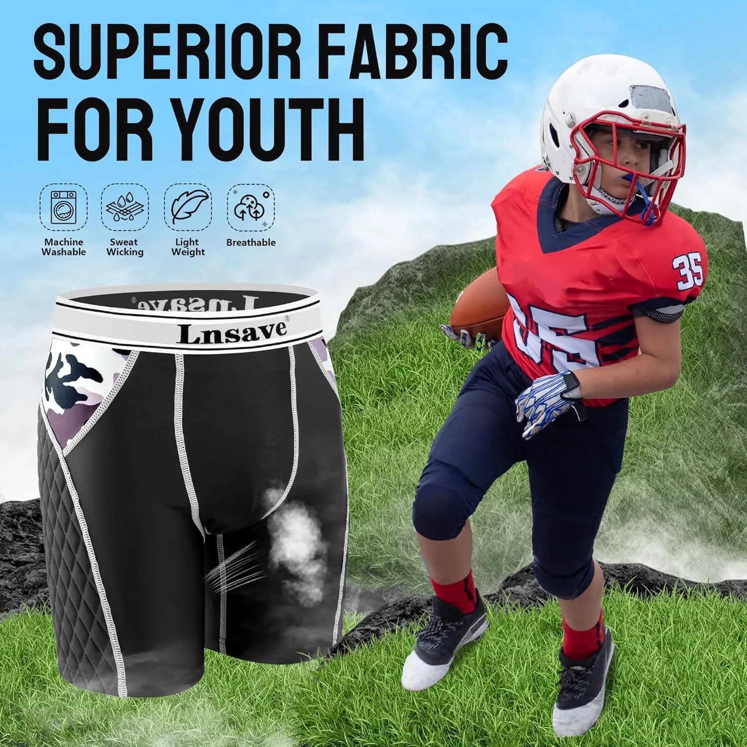 2-Pack Youth Baseball Sliding Shorts with 1 Athletic Cup Boys Padded Compression Short for Softball, Football, Hockey
