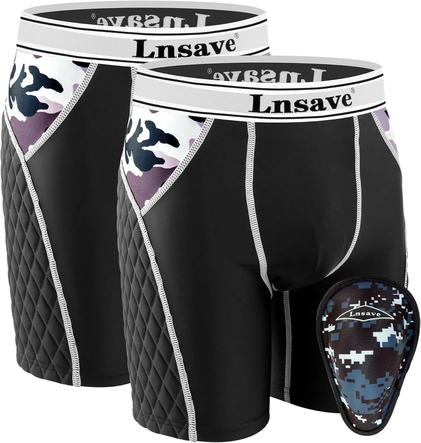 2-Pack Youth Baseball Sliding Shorts with 1 Athletic Cup Boys Padded Compression Short for Softball, Football, Hockey