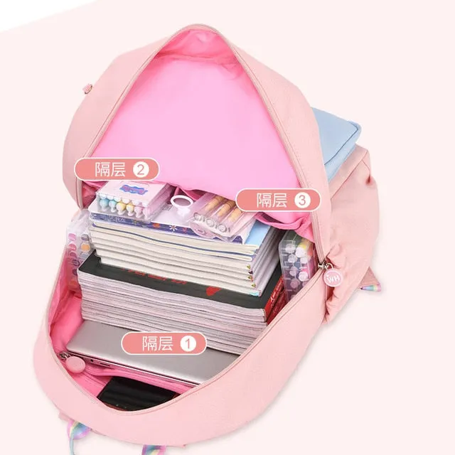 2 Size Anime School Bags Rainbow Backpacks School Bags For Teenage Girls