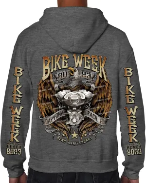 2023 Bike Week Daytona Beach Flying V Twin Eagle Zip-Up Hoodie