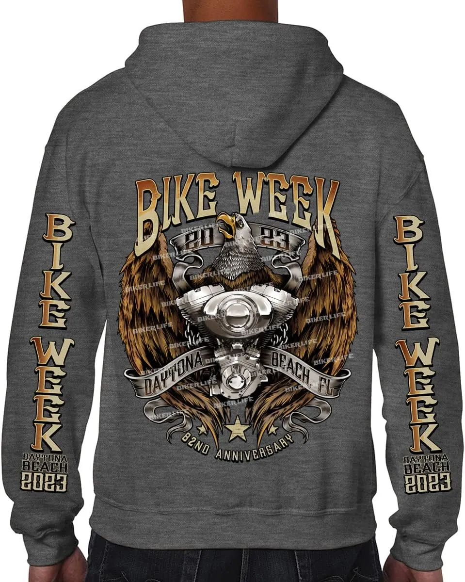 2023 Bike Week Daytona Beach Flying V Twin Eagle Zip-Up Hoodie