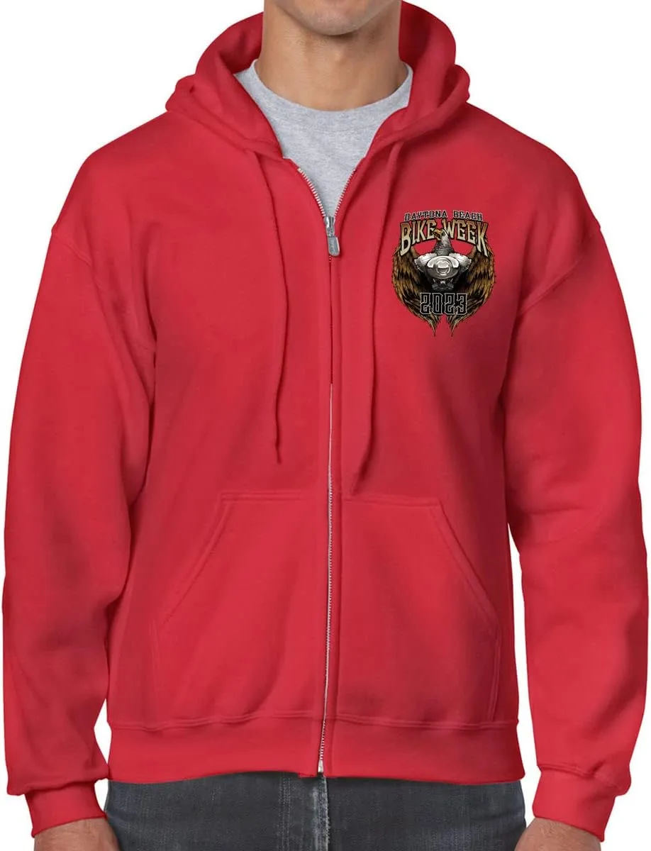 2023 Bike Week Daytona Beach Flying V Twin Eagle Zip-Up Hoodie