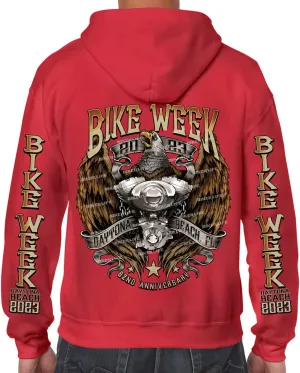 2023 Bike Week Daytona Beach Flying V Twin Eagle Zip-Up Hoodie