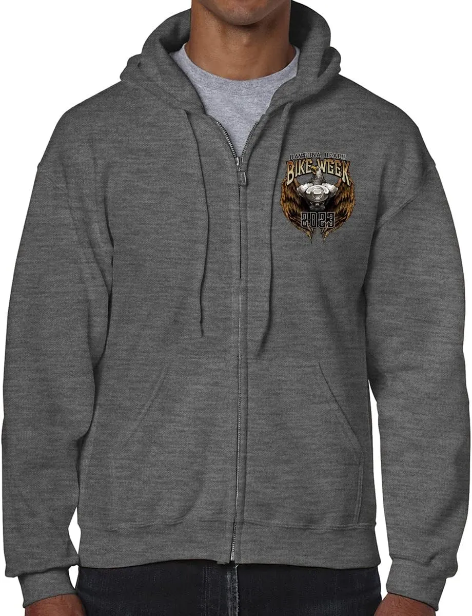 2023 Bike Week Daytona Beach Flying V Twin Eagle Zip-Up Hoodie