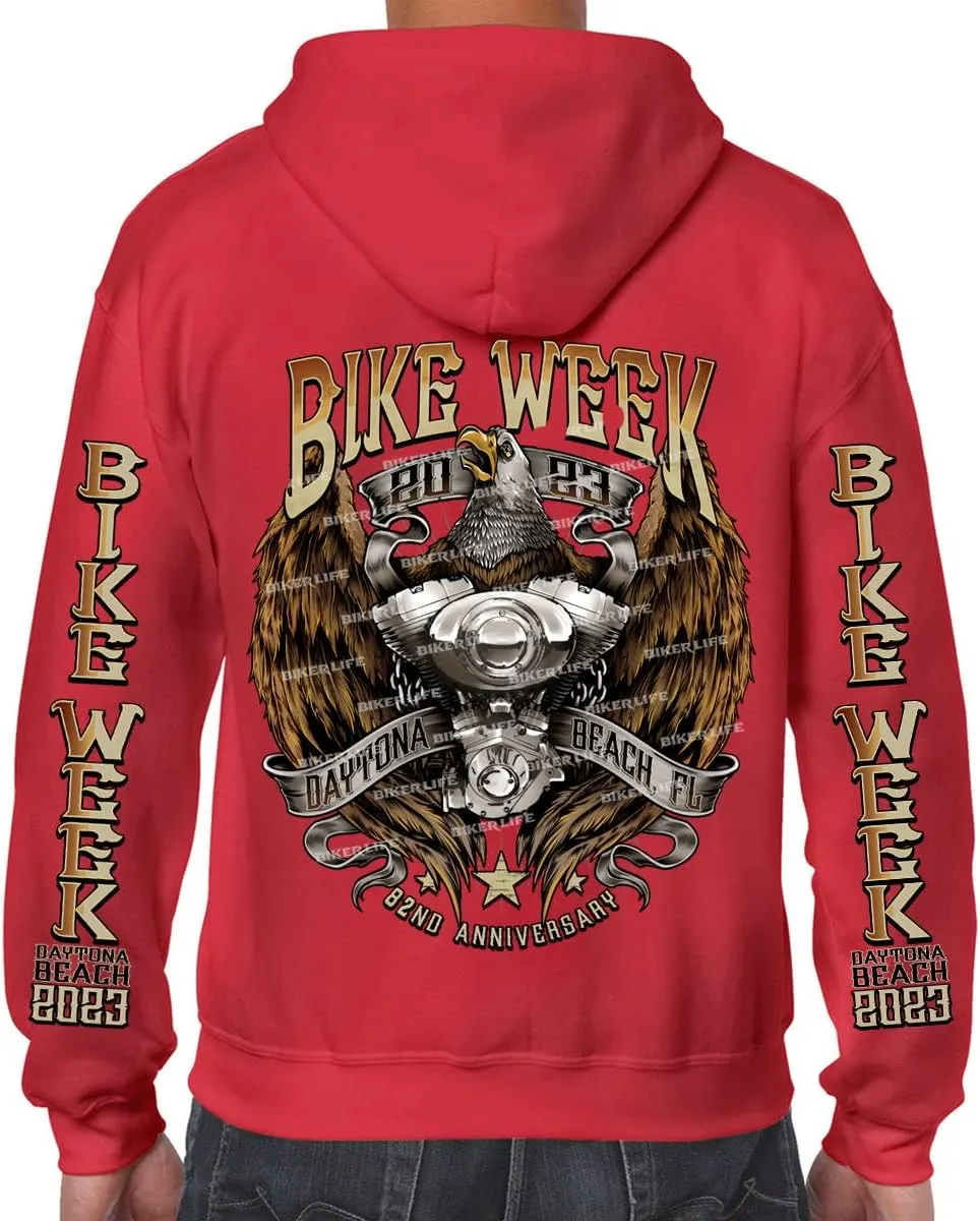 2023 Bike Week Daytona Beach Flying V Twin Eagle Zip-Up Hoodie