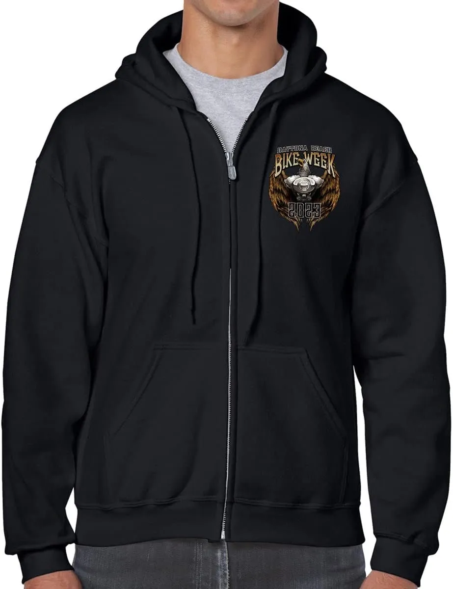 2023 Bike Week Daytona Beach Flying V Twin Eagle Zip-Up Hoodie
