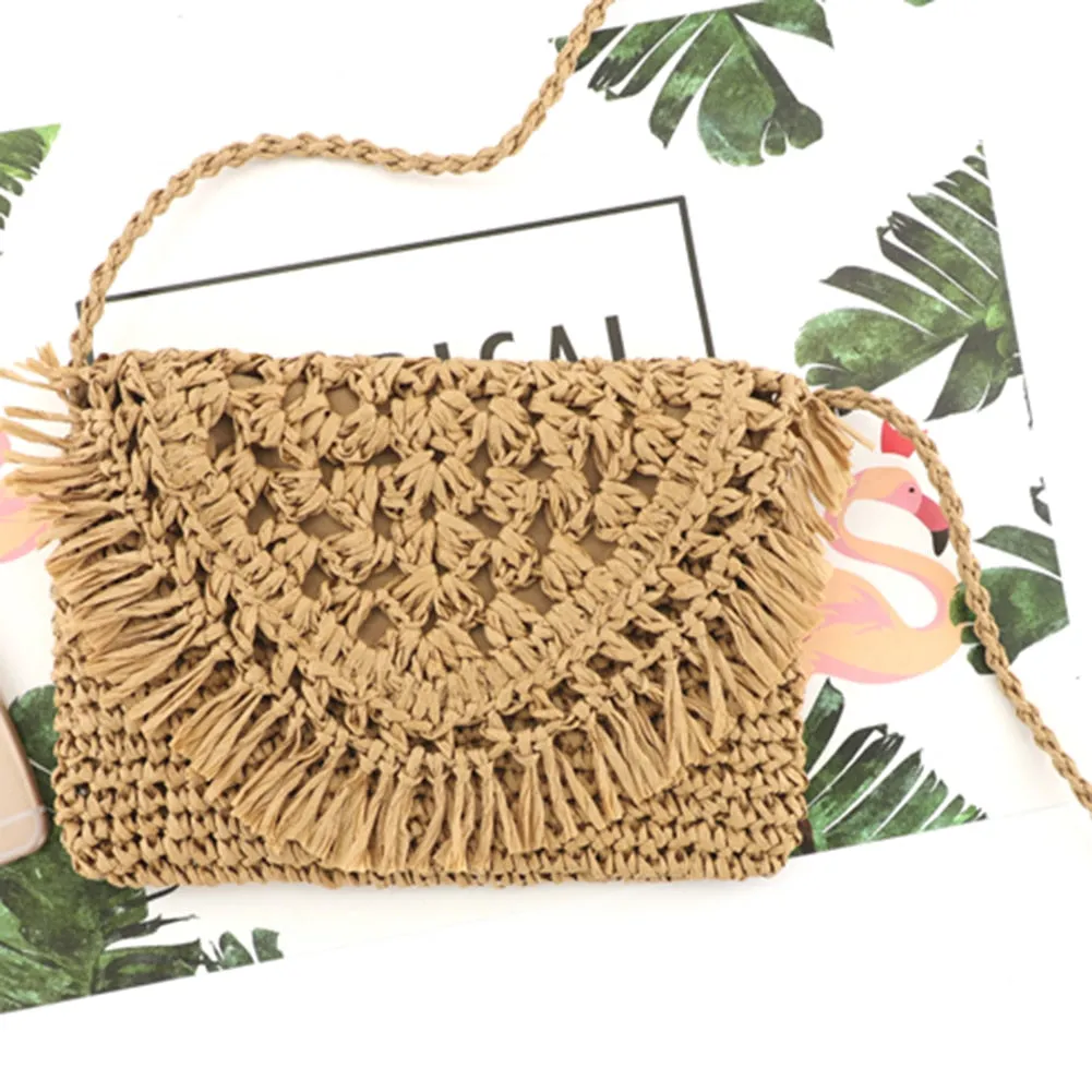 2024 Summer Straw Bags For Women Handmade Tassel Beach Bags Raffia Rattan Woven Handbags Female Vacation Crossbody Bags Clutch