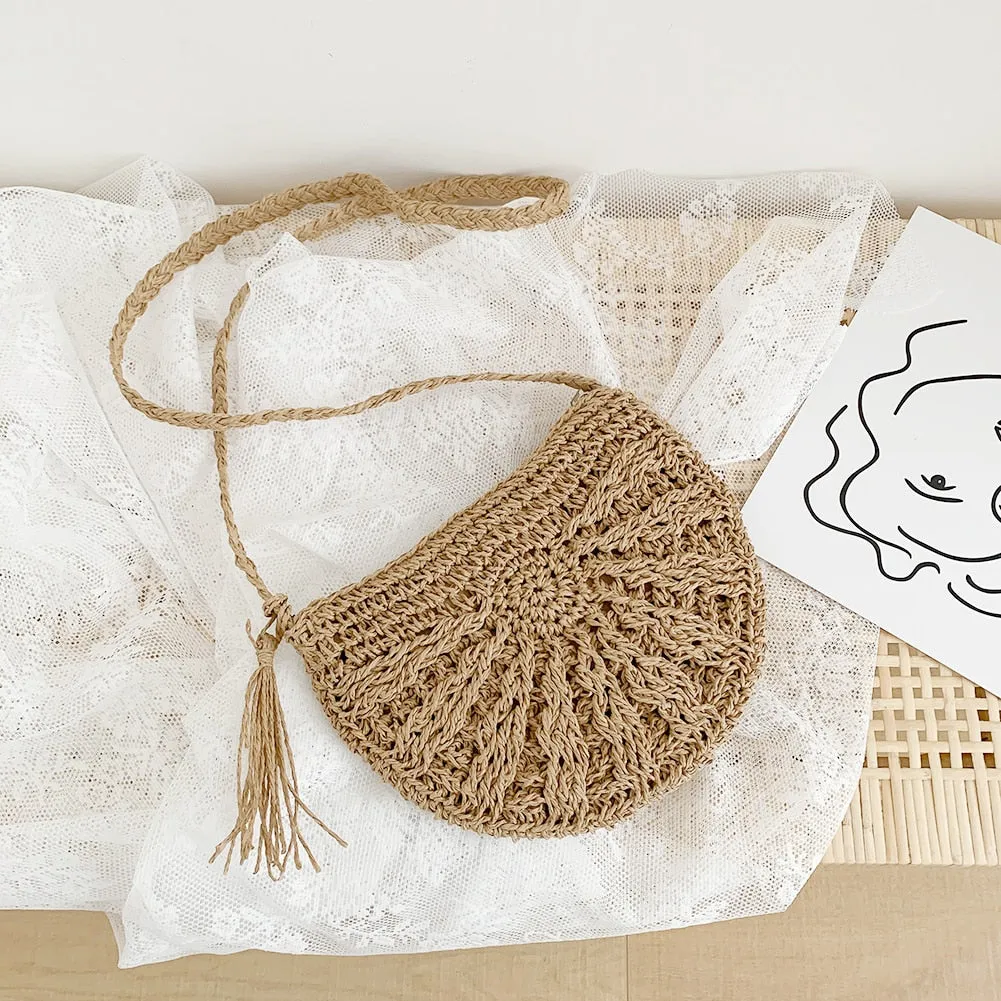 2024 Summer Straw Bags For Women Handmade Tassel Beach Bags Raffia Rattan Woven Handbags Female Vacation Crossbody Bags Clutch