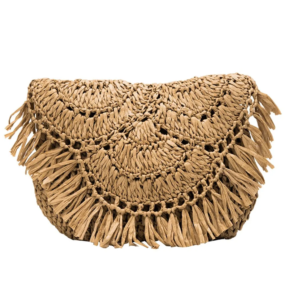 2024 Summer Straw Bags For Women Handmade Tassel Beach Bags Raffia Rattan Woven Handbags Female Vacation Crossbody Bags Clutch