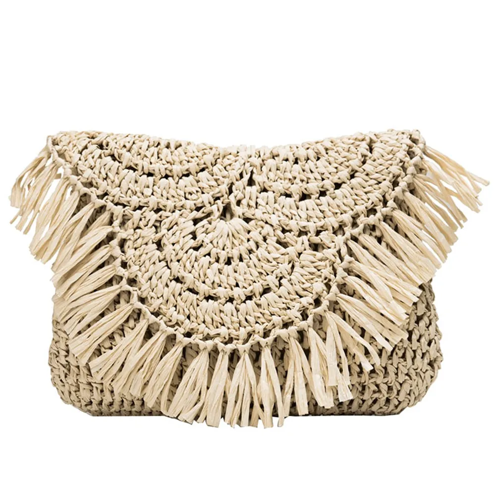 2024 Summer Straw Bags For Women Handmade Tassel Beach Bags Raffia Rattan Woven Handbags Female Vacation Crossbody Bags Clutch