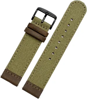 20mm Genuine Leather Army green Nylon Sport Strap Canvas Quick release Men Bracelet Watch Band For TIMEX TW4B14200|14100|14000