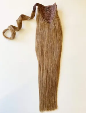 20" inch Ponytail Wrap-on Clip in Remy Human Hair Extensions Chestnut/Medium Brown (Color 6)