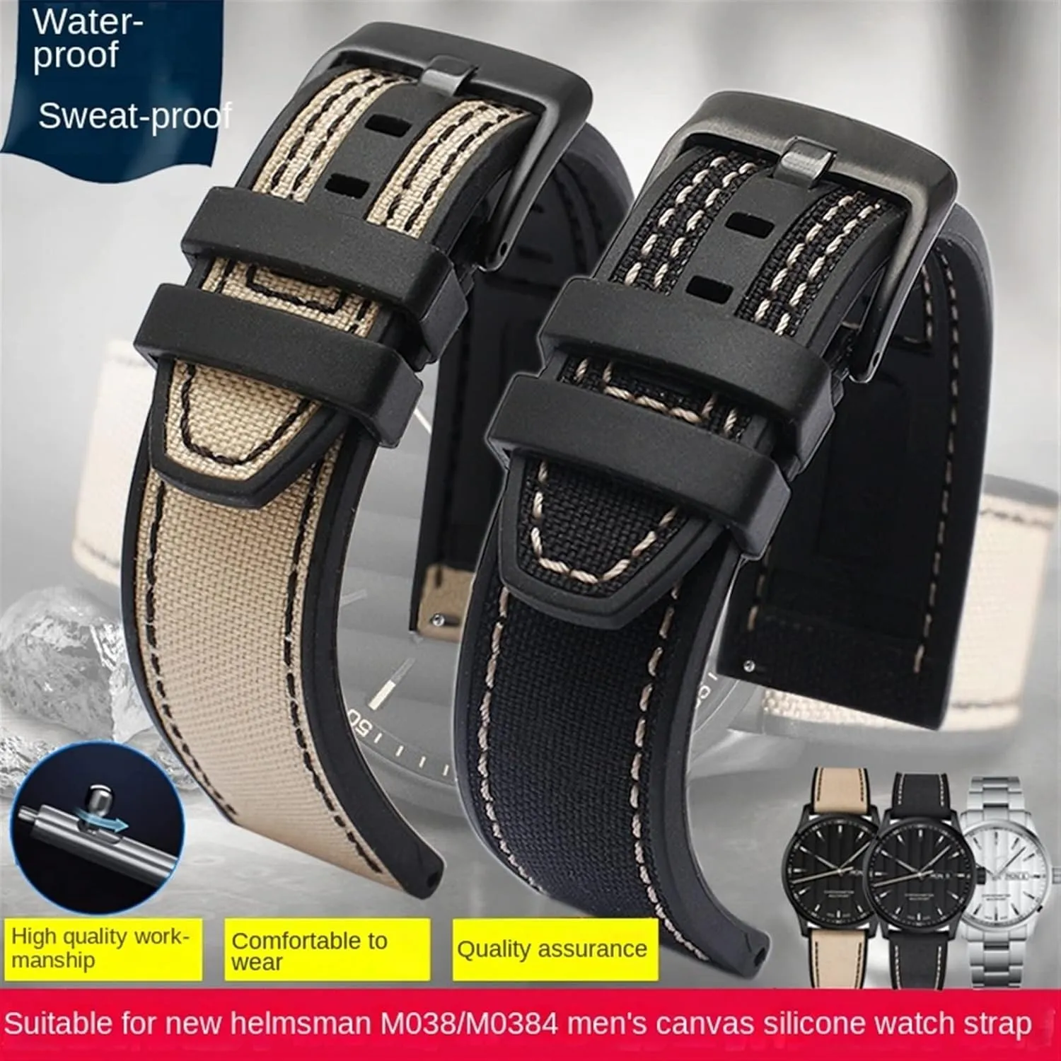 22mm Canvas Rubber Watch Strap Men Wrist Band Bracelet For Tissot Series Soft Watchbands