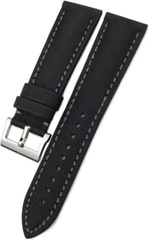23mm Nylon Fiber Leather Canvas Watch Strap Replacement for Blancpain Fifty Fathoms Black Strap Watch Bracelets (Color : Black1, Size : 23mm)