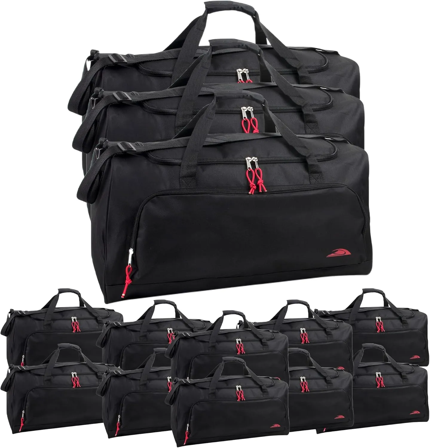 (24 Pack) Bulk 55 Liter, 24 Inch Lightweight Canvas Duffle Bags for Men & Women For Travel, Sports, Homeless Bulk (All Black Pack)
