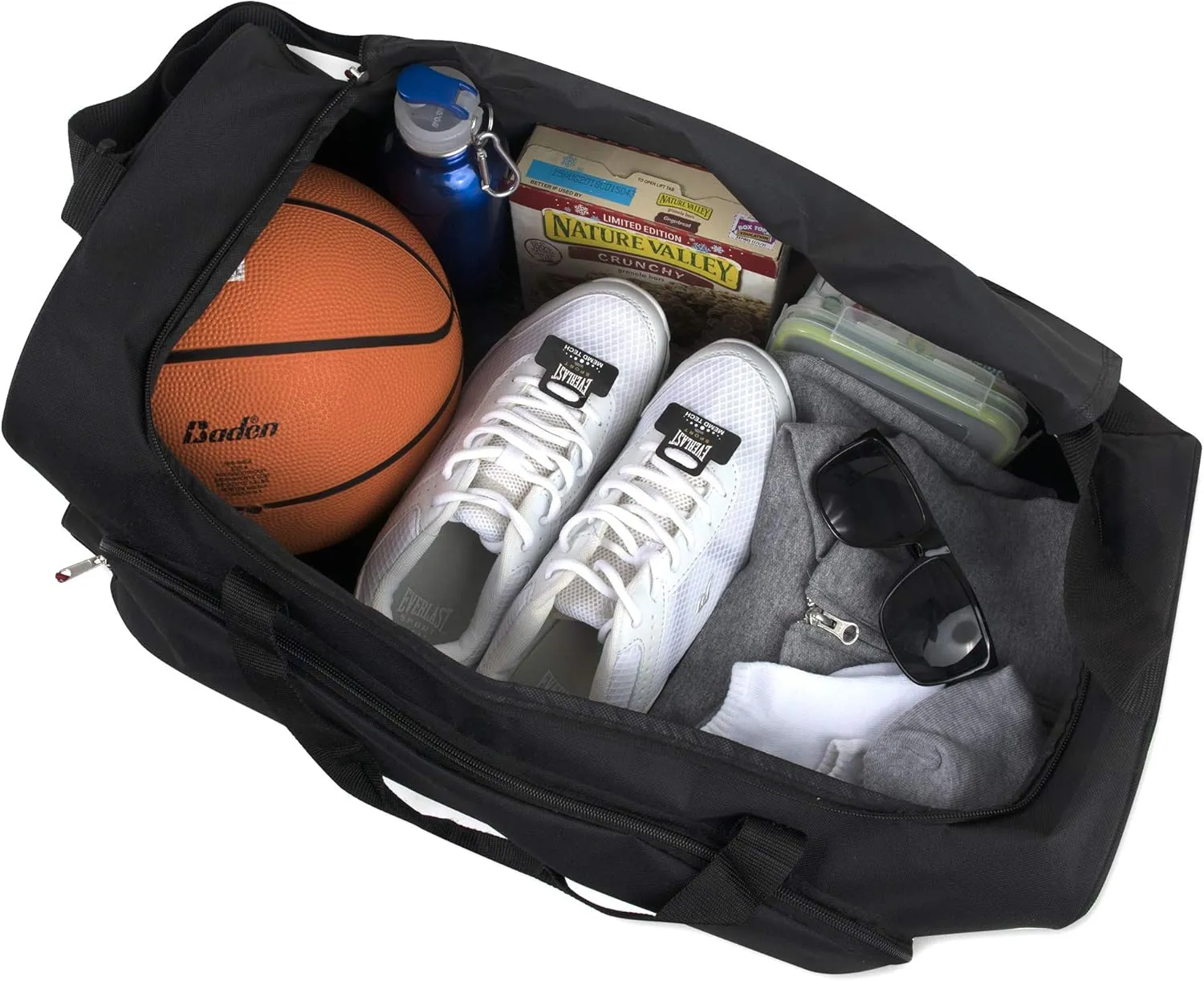 (24 Pack) Bulk 55 Liter, 24 Inch Lightweight Canvas Duffle Bags for Men & Women For Travel, Sports, Homeless Bulk (All Black Pack)
