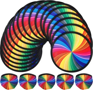 24 Pcs Folding Fans Handheld Set, Foldable Flying Disk Fan Beach Flying Disc Colorful Toy for Party Gift Bulk for Outdoor Activity Game for Sports Party Favor