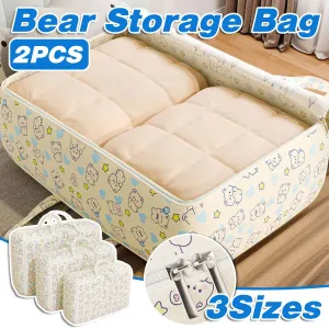 2pcs Foldable Clothes Storage Bag Blanket Organizer Travel Duffel Tote Gym Bag