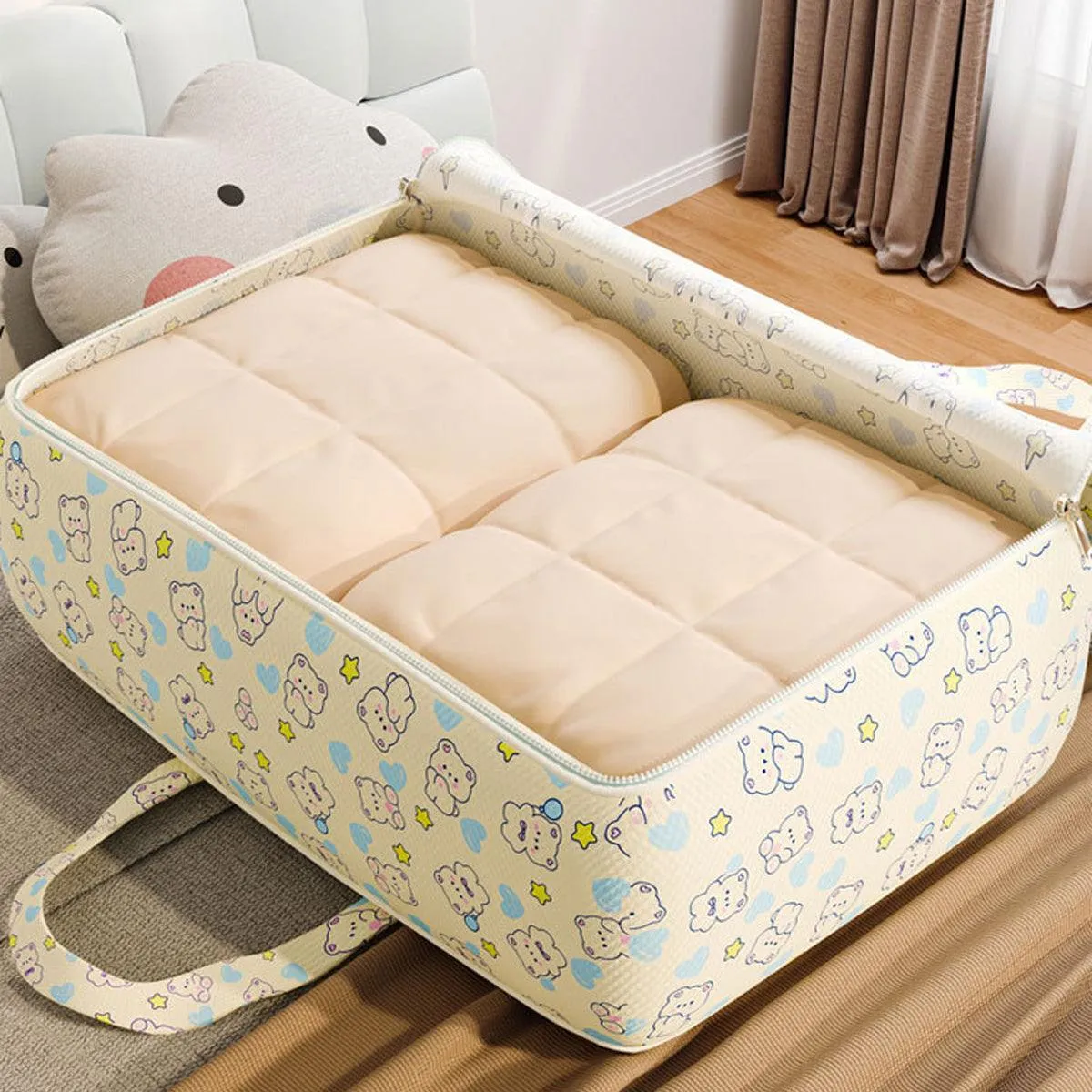 2pcs Foldable Clothes Storage Bag Blanket Organizer Travel Duffel Tote Gym Bag