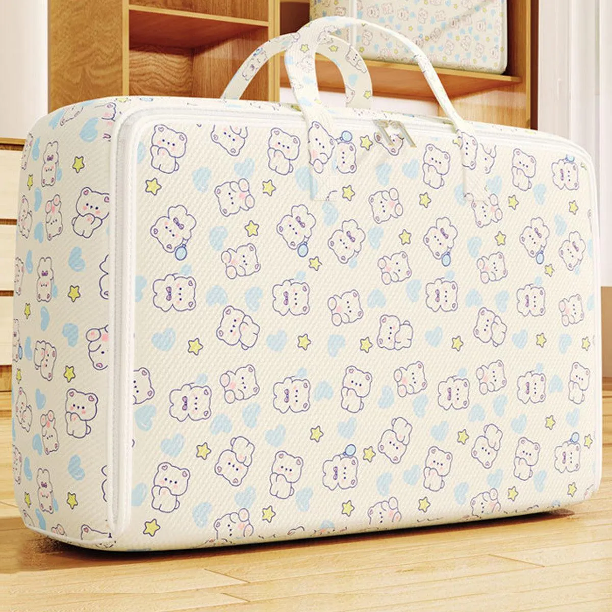2pcs Foldable Clothes Storage Bag Blanket Organizer Travel Duffel Tote Gym Bag
