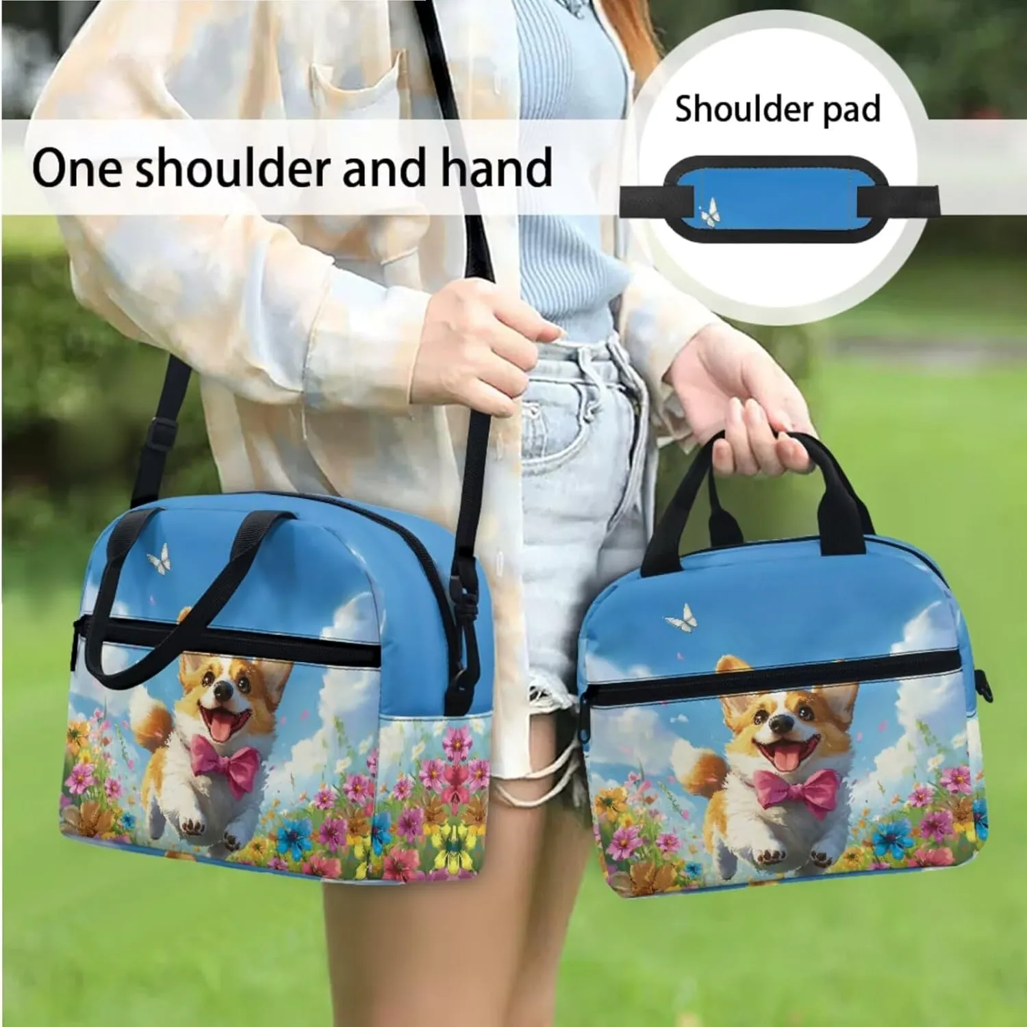 3 Pack Kids Backpack for Boys Girls Cute Corgi School Backpack Book Bag and Lunch Bag Pencil Case Bag 3 Pieces Set Kindergarten Elementary School Bag