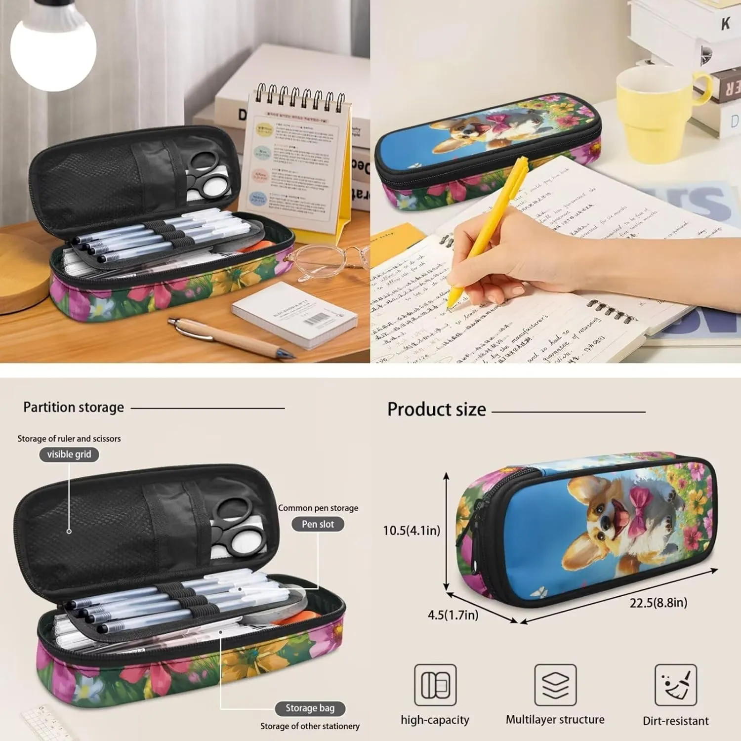 3 Pack Kids Backpack for Boys Girls Cute Corgi School Backpack Book Bag and Lunch Bag Pencil Case Bag 3 Pieces Set Kindergarten Elementary School Bag