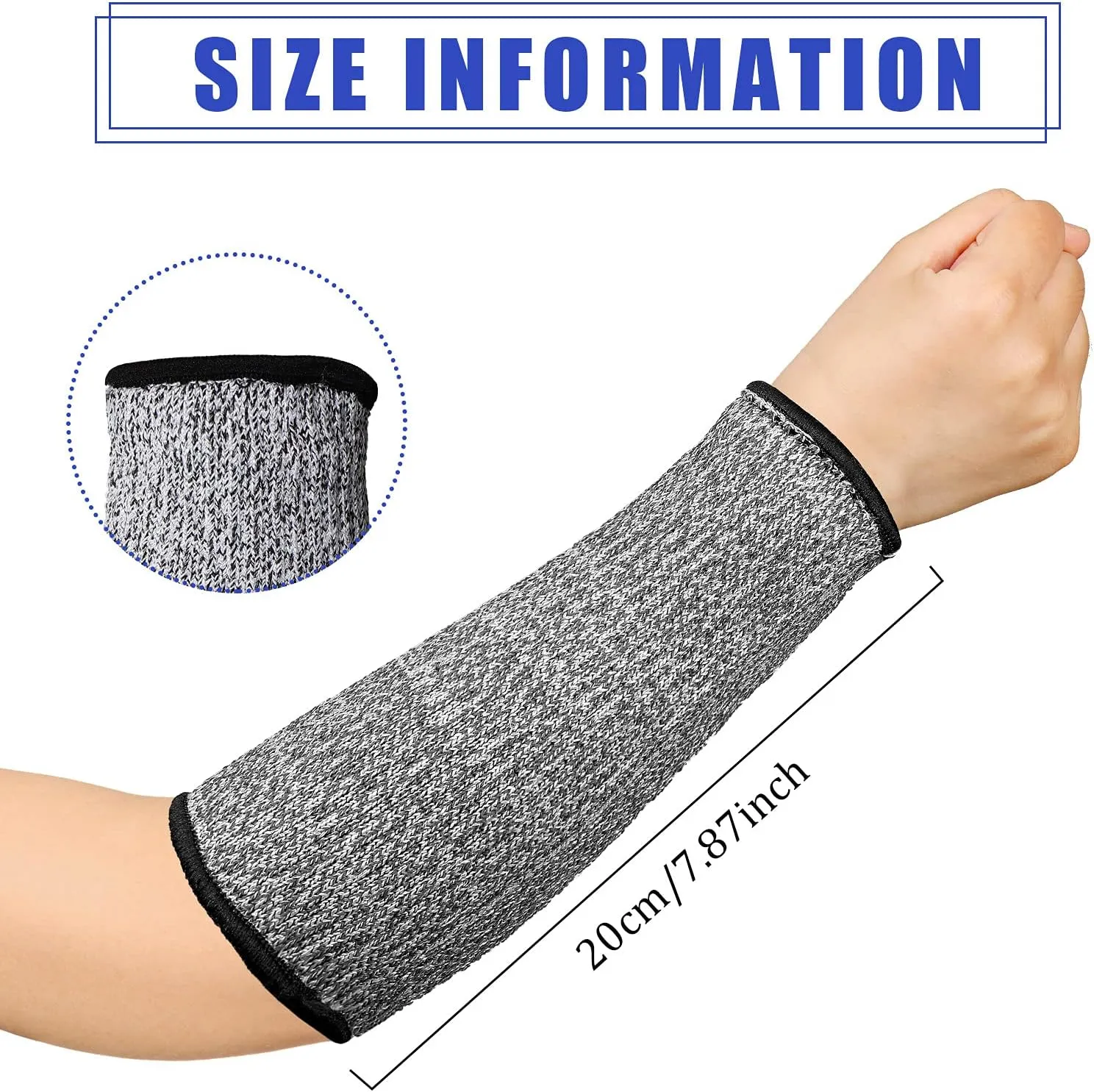 3 Pairs Arm Protectors for Thin Skin and Bruising Cut Resistant Forearm Sleeve Level 5 Arm Burn Protection Sleeve (Black, Royal Blue, Grey,7.9 Inch)