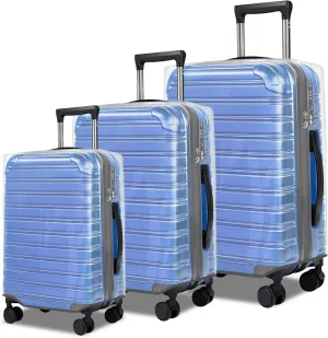 3 piece Clear Luggage Cover for Suitcase Tsa Approved Thicken PVC Plastic Suitcase Protector Cover for Baggage Travel Waterproof 20 24 28 inch