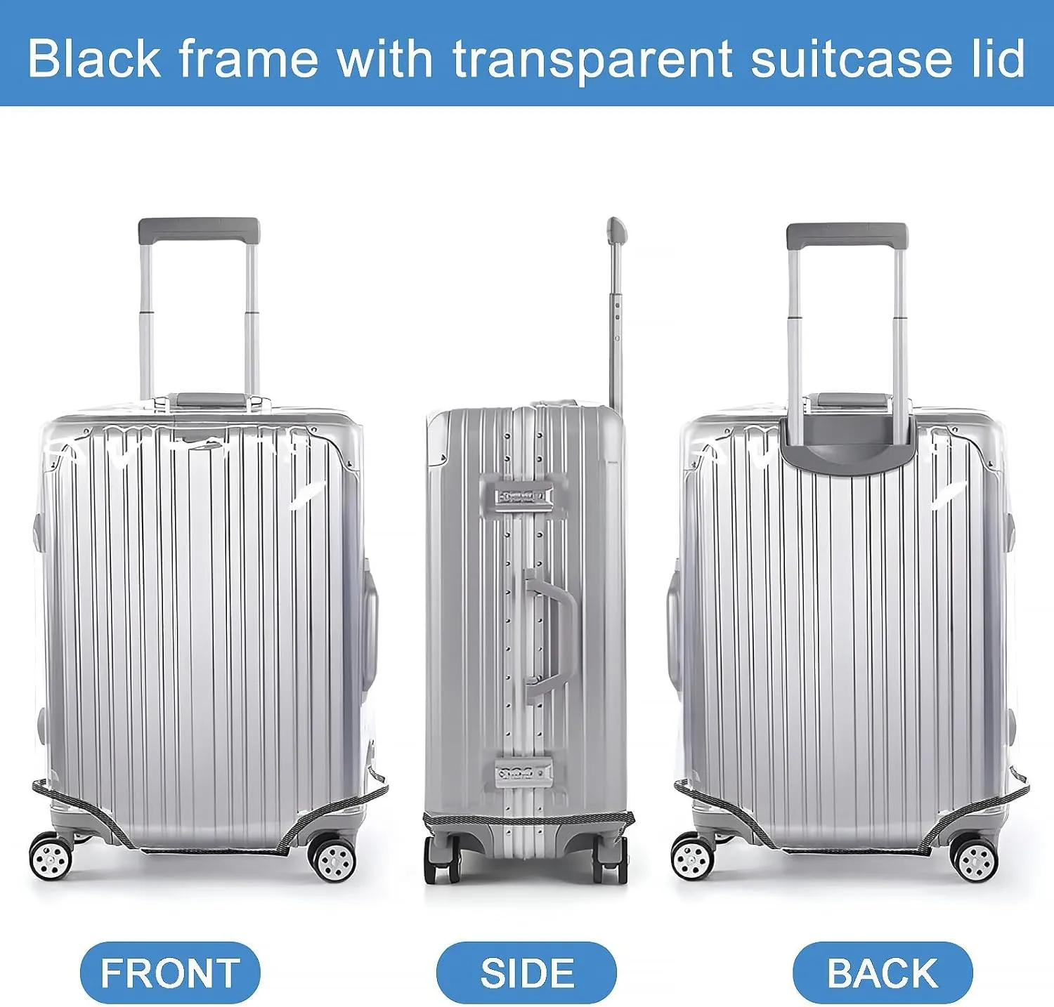 3 piece Clear Luggage Cover for Suitcase Tsa Approved Thicken PVC Plastic Suitcase Protector Cover for Baggage Travel Waterproof 20 24 28 inch