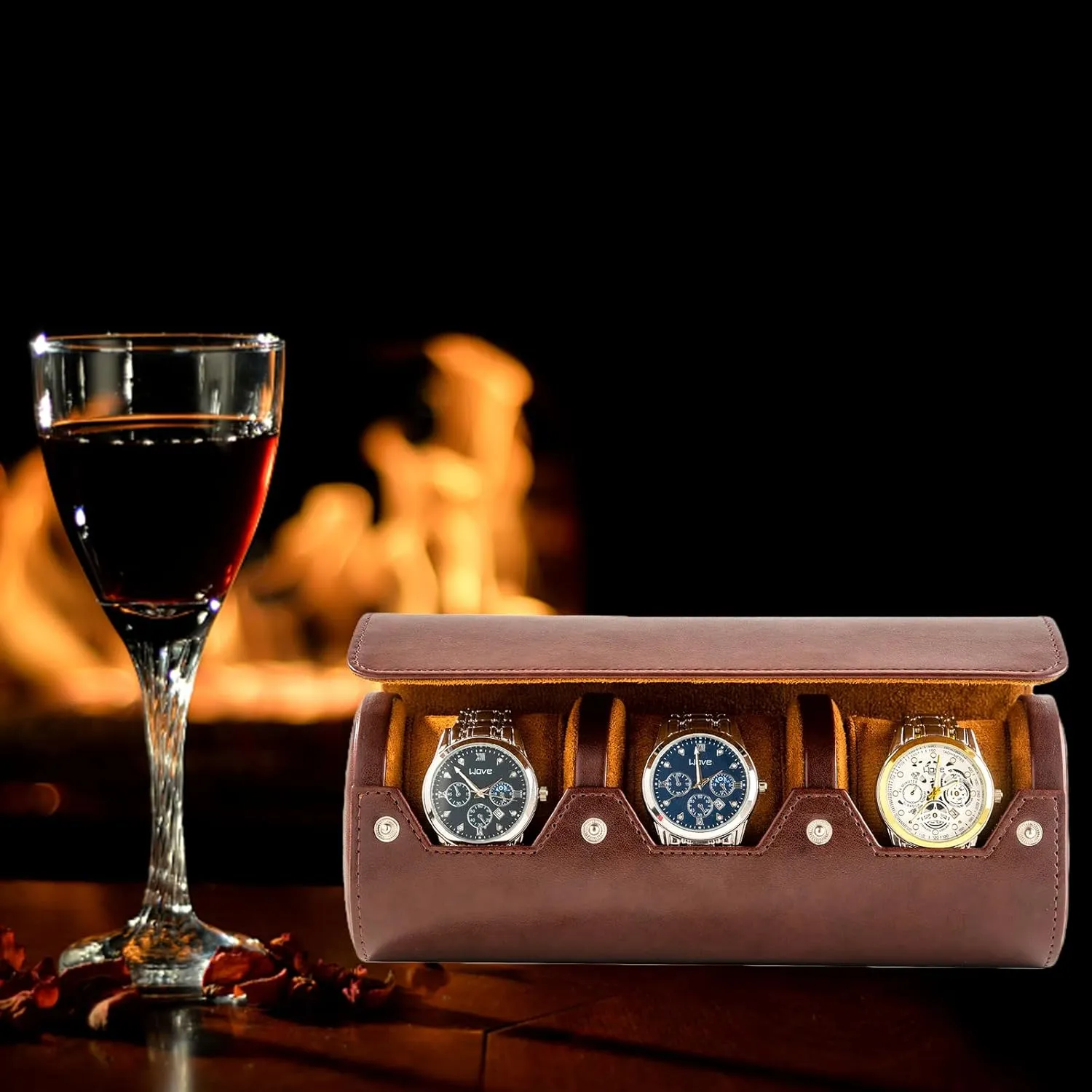 3 Watch Travel Case - Classic Leather Watch Case with Perfect Texture. Watch Carrying Case or Organizer for Storage and Display. Ideal Gift for Men Traveling, All Handmade by Artisans