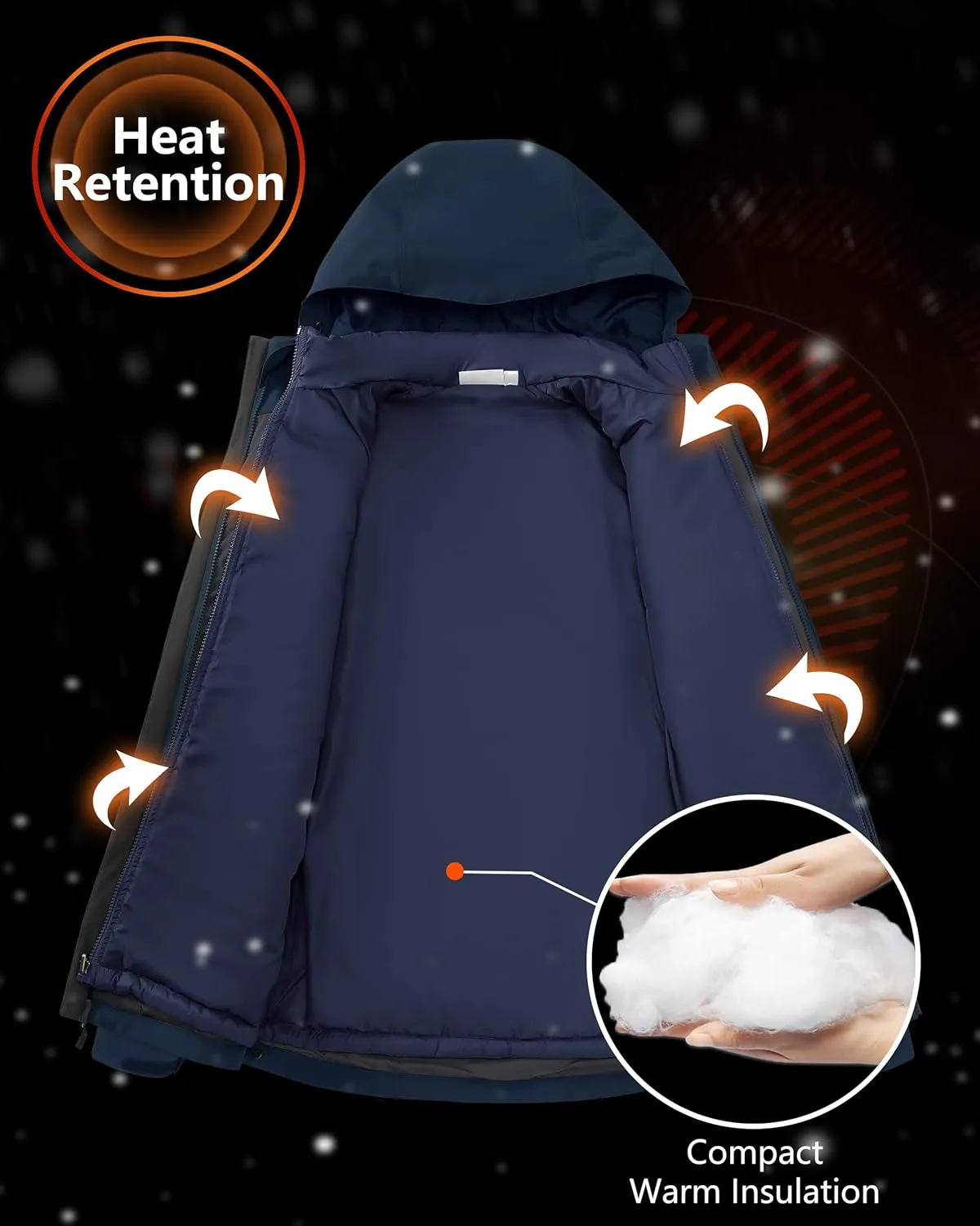 33,000ft Men's Waterproof 3-in-1 Ski Jacket, Warm Mountain Windbreaker Snow Rain Jackets Winter Coat with Puffer Jacket